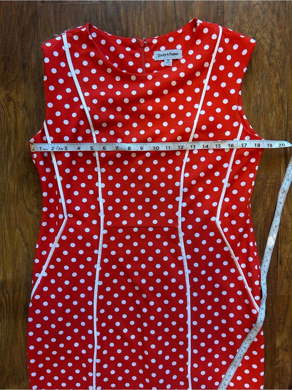 Red  and White Polka Dot Midi Dress 70s Inspired Retro Costume Modest Summer - Picture 9 of 9